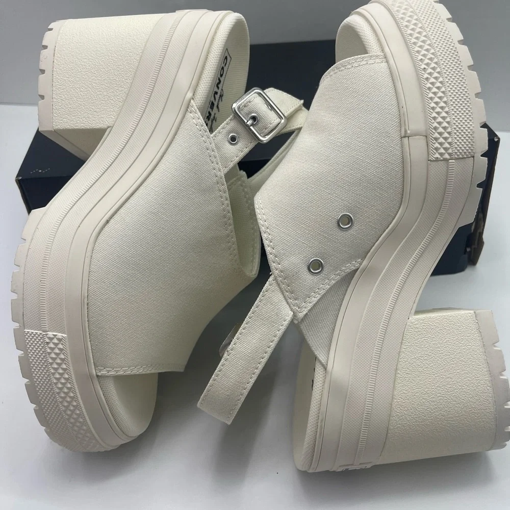 Converse CHUCK 70 DE LUXE HEEL MULE SLI EGRET/EGRET/EGRET Platform Heels A13796F